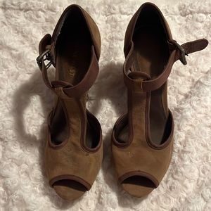 Nine West brown wedge heels